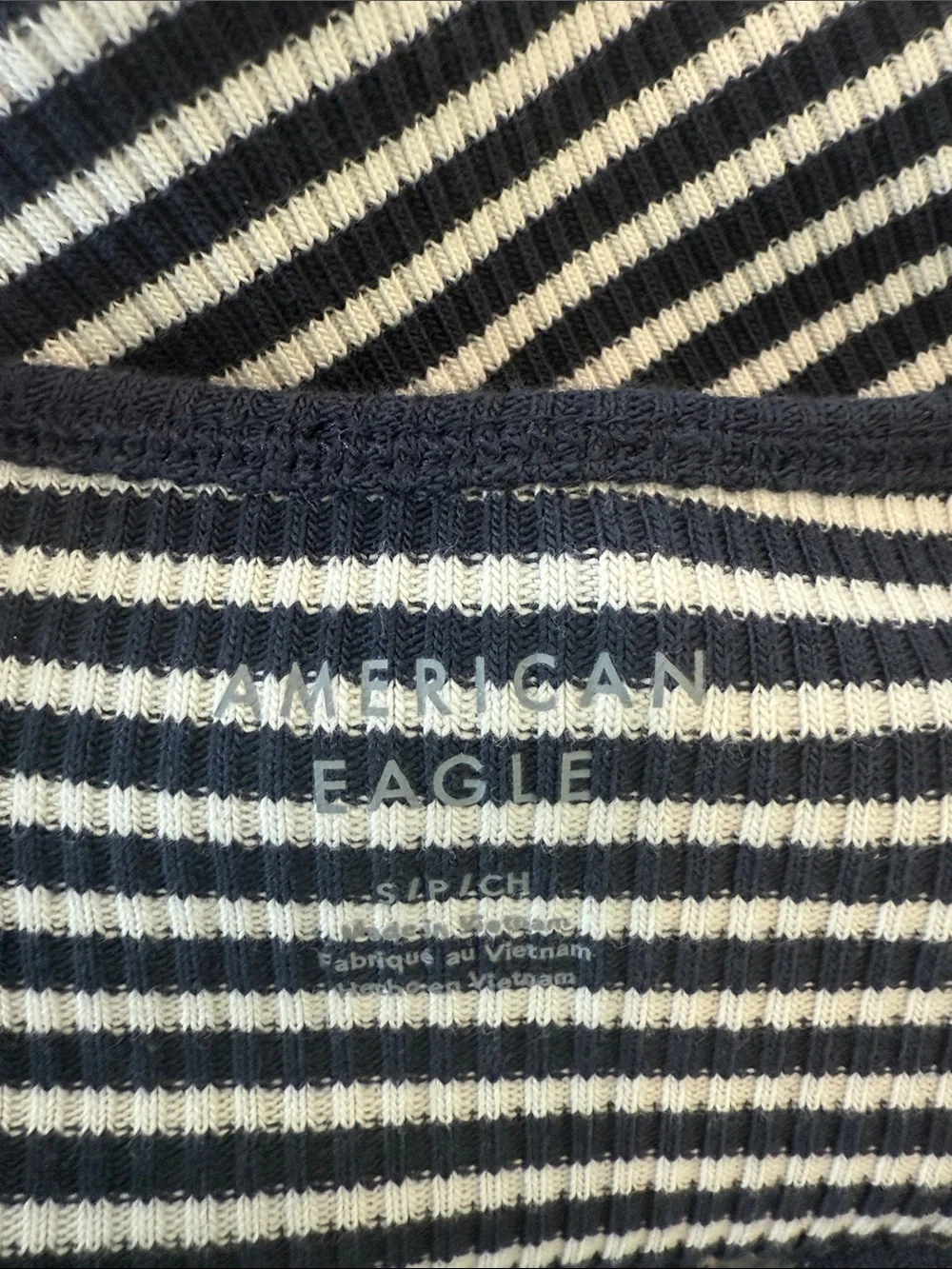 NWOT American Eagle Outfitters Navy & White Striped Ribbed Cross-Back Tank